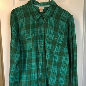 Blue and Green Light Flannel Button Down